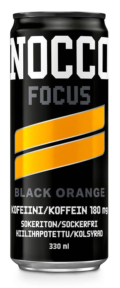 Nocco Focus Black Orange Energiajuoma Lejos