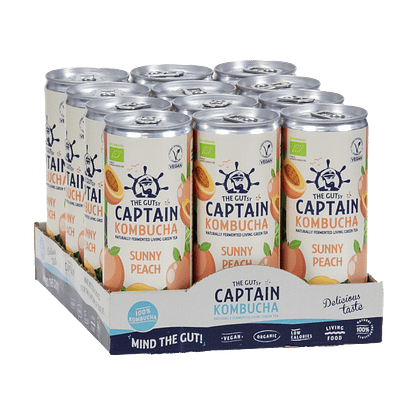 The Gutsy Captain Kombucha Sunny Peach fermentoitu juoma LUOMU tölkki - Image 2