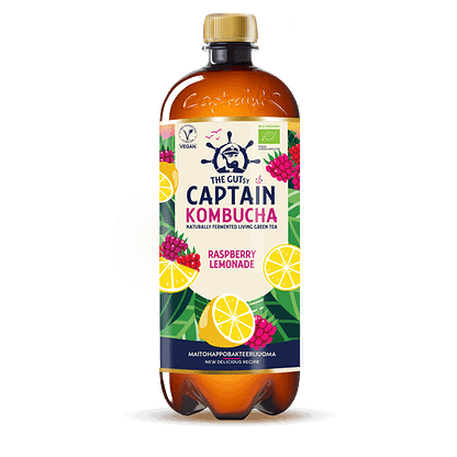 The Gutsy Captain Kombucha Raspberry Lemonade - fermentoitu juoma LUOMU iso pullo