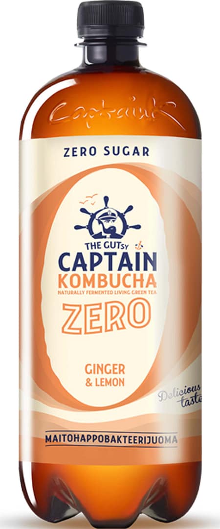 The Gutsy Captain Kombucha Ginger Lemon Zero fermentoitu juoma iso pullo - Image 2