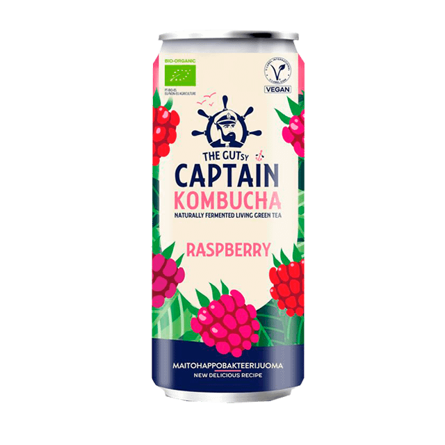 The Gutsy Captain Kombucha Raspberry fermentoitu juoma LUOMU tölkki