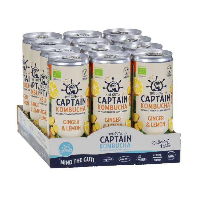 The Gutsy Captain Kombucha Ginger-Lemon fermentoitu juoma LUOMU tölkki - Image 2